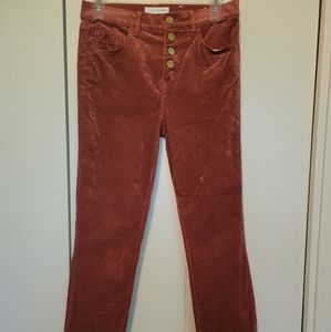 LOFT Skinny Jeans High Waist Size 0 Rust Color Velvet Feel